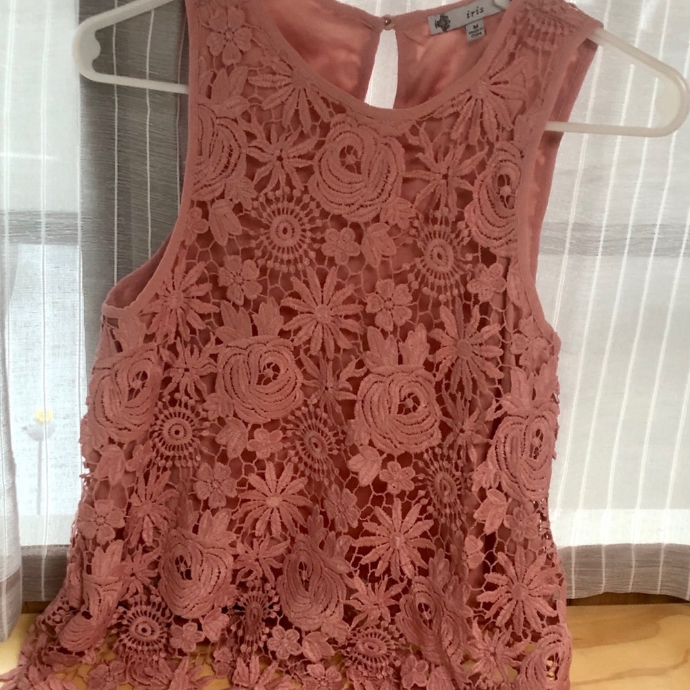 Medium Dusty Rose Crocheted Sheath Top